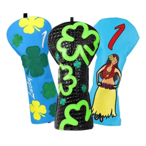 Embroidery Logos Golf Cover Head Cover Waterproof Golf Accessories Lucky Clover Golf Headcovers