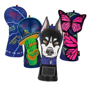 Embroidery OEM Cactus Guitar Golf Accessories Gift Golf Driver Covers Big Crazy PU Leather Luxury Driver Head Cover Golf