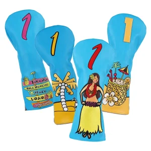 Embroidery PU Leather Golf Driver and Wood Headcovers