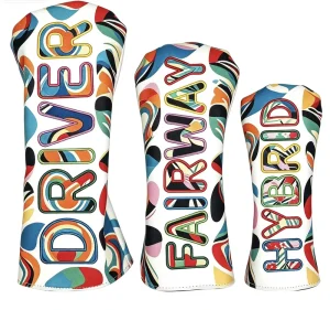 Embroidery Printed Wood Iron Putter Custom Golf Club Headcover Leather