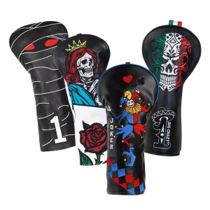 Embroidery Soft Leather Waterproof Golf Driver Headcover