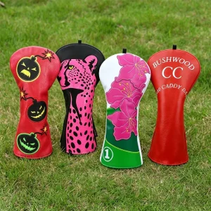 Embroidery in Stock Golf Cover Head Cover PU Leather Golf Accessories Factory Red Ready to Ship Golf Headcovers
