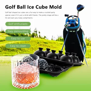 Essential for Drinking Whiskey Golf Ball Easy Release BPA Free Silicone Molds Ice Cube Trays for Freezer with Lids