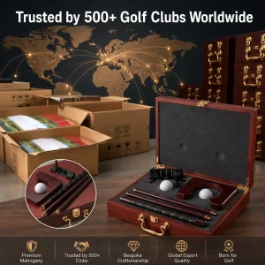 Executive Foldable Putter Golf Gift Set Wooden Presentation Box Custom Logo Corporate Souvenir Kit OEM Factory