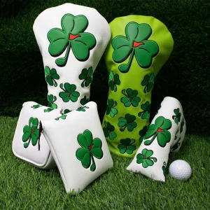 Factory Custom 3 Piece Golf Club Head Covers Set Waterproof Pu Leather Magnetic Closure with Custom Embroidery