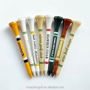 Factory Custom Bamboo Golf Tees with Wooden Logo 83 70 54mm Sizes Durable 83mm Length Color Stripes