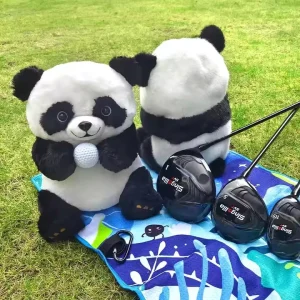Factory Custom Durable Eco-friendly PU Material Golf Club No. 1 Wood Head Cover Plush Panda Cartoon Hat Design Young Players OEM