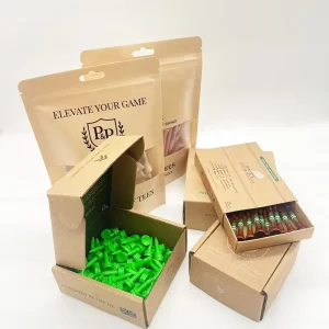 Factory Custom Golf All Sizes 83/70/54mm Wooden Logo Tees Bamboo Golf Tee Pack in Craft Paper Box