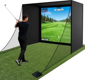 Factory Custom Golf Simulator Enclosure Kit Foam Padding Steel Frames Premium HD Impact Screen Blackout Curtains Side Protection