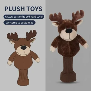 Factory Custom High Quality Golf Head Cover Embroidered Polyester Soft Toy Cute Stuffed Animal Toy Golf Head Cover for Golf Club