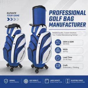 Factory Custom Logo Golf Bag Lightweight Portable Retractable Wheels Rotating Zipper Large Capacity Waterproof Golf Cart Bag