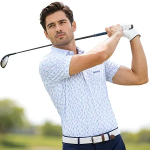 Factory Custom Men’s Golf Apparel Golf Tshirts Polo Shirt UV Sun Protection 4 Way Stretch Quick Dry Shirt for Golf Players