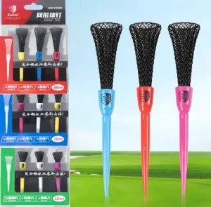 Factory Custom New Style Low Drag Golf Tees with Elastic Net Mesh Top & Limit Ball Pin Consistent Practice Pins Seat for Golf