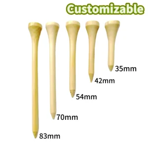 Factory Custom Printed Own Logo 35mm 42mm 70mm 83mm 90mm Durable Wooden Golf Tees Natural Bulk Golf Bamboo Tees