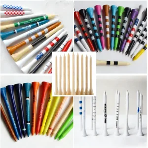 Factory Custom Printed Own Logo 38mm 54mm 70mm 83mm 90mm Durable Wooden Golf Tees Natural Bulk Golf Bamboo Tees