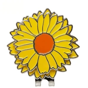 Factory Custom Removable Yellow Flower Pattern Golf Cap Clip with Small Flower Magnetic Marker for Women Gift Golf Accessories