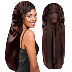 Factory Custom Satin Foldable Extra Long Bonnet Hair Bonnet Sleep Hat Nightcap for Women