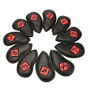 Factory Customized 11pcs/set Golf Head Cover PU Leather Golf Iron Cover Durable Golf Club Head Cover