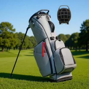 Factory Customized Adult Men’s Golf Bag Logo free PU Material 14 club Upright Design Waterproof Zipper Closure Soft Leather