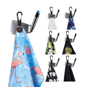 Factory Design Golf Towels Embroidered Waffle Golf Towel Pink Magnetic Microfiber Golf Towels