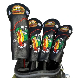 Factory Direct Cross-border Golf Club Head Cover Set Cartoon Funny Food Outdoor PU Driver Headcover Customized Color