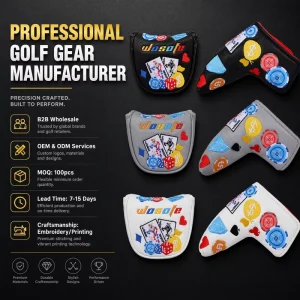 Factory Direct Custom Logo Magnetic Closure Blade Mallet Waterproof Soft PU Leather Golf Putter Head Cover