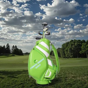 Factory Direct Custom Logo Print Green PU Durable Zipper Closure Tournament Golf Bags Portable Men’s Women’s Size 9.5×35″ Export
