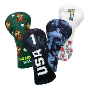 Factory Direct Custom PU Leather Golf Club Head Cover Set for Driver Wood and Hybrid