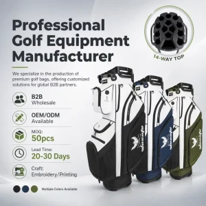 Factory Direct Customized Waterproof Portable Unisex Polyester Material Full length 14-Way Divider Top Golf Bags