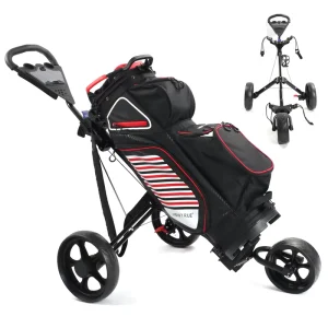Factory Direct Folding Aluminum Frame Golf Bag Pull Push Cart Portable Moving 3 Wheel Walking Hand Push Golf Buggy Trolley