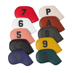 Factory Direct PU Leather/Fiber Golf Iron Club Headcovers with Hook-and-Loop Closure and Custom Logo