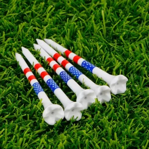Factory Direct Personalized USA Flag Colored Unbreakable Durable Bulk Long Logo Custom Accessories Plastic Golf Tee