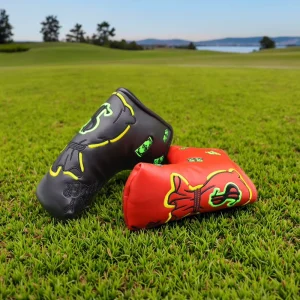 Factory Directly PU Leather Golf Head Covers for Blade Putter Magnetic Closure Black Red Fashionable & Durable Club Protector
