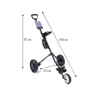 Factory Directly Supply Folding Golf Push Cart Three Wheels Golf Trolley With Kettle