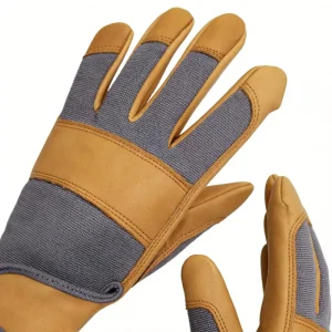 Factory Durable Cowhide Leather Work Gloves Abrasion Resistant Garden Gloves With Elastic Knitted Back