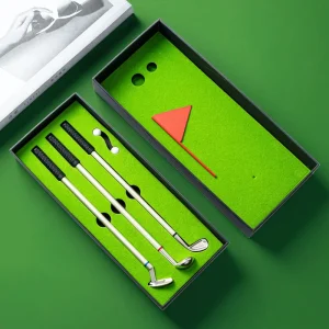 Factory Eco-friendly Custom Logo Silk Screen Printed Multi-color Ink Novelty Desktop Golf Gift Pen Set Promotional Pen