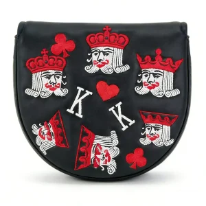 Factory Embroidery Poker Pattern Custom Logo Magnetic Waterproof Mallet Putter Headcover Premium Golf Club Head Covers