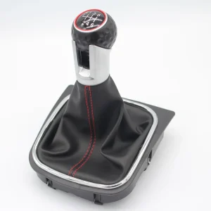 Factory Gear Knob Shifter Knob Black Leather With Red Line Gear Shift Boot With Rack for Vw Golf 5 Golf 6