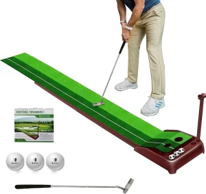 Factory Golf Putting Green Mat with Ball Return 2 Holes Mini Golf Game Practice Equipment for Home Office Backyard Indoor Outdoor Use