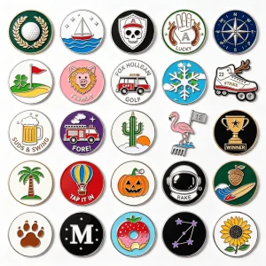 Factory Hot Selling New Design Metal Domed Golf Ball Marker Ball Marker Hat Clip Blank White Magnetic Golf Ball Marker