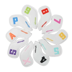 Factory Low MOQ Low Prices Custom Golf Head Covers 10pcs Waterproof Leather Magic Tape Closure Cartoon Pattern Digital