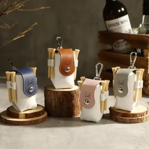 Factory Outdoor PU Leather Golf Pouch Case Golf Travel Bag Tee Holder Mini Golf Ball Holder Gifts for Dad Mom