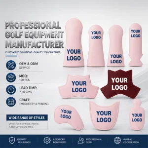 Factory PU Personalized Embroidery Waterproof Wear Resistant Lightweight Custom Golf Headcovers for Woods Irons and Putter
