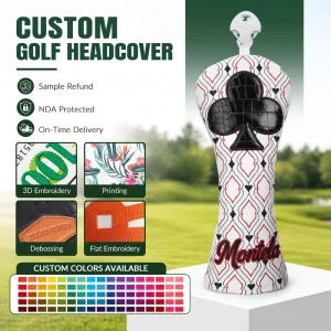 Factory Poker-Printed Leather Golf Club Wood Headcovers with Embroidery