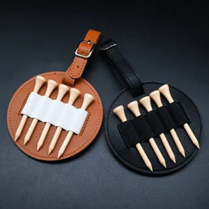 Factory Price Brown PU Leather Elastic Belt Buckle Golf Tee Holder for Kids Golf Accessories