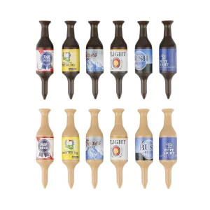 Factory Price Custom Logo Outdoor Indoor 90mm Unique Beer Bottle Shape Professional Durable Stable Plastic Golf Tees