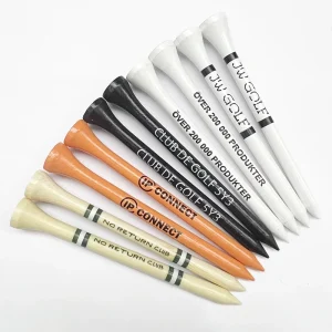 Factory Price Unbreakable 70mm Bamboo Custom Golf Tees With 83mm Colored Logo