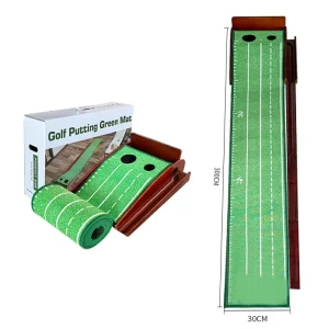 Factory Professional PP & Solid Wood Golf Putting Green Mat with Ambidextrous Design for Ball Recovery Training
