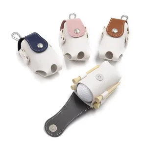 Factory Supply Mini Portable Pocket Golf Ball Pouch with Durable PU Leather Tee Holder and Hook for Men and Women