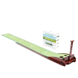 Factory Wood Golf Putting Green Mat with Auto Ball Return Function Golf Practice Mat Velvet Golf Putting Aid